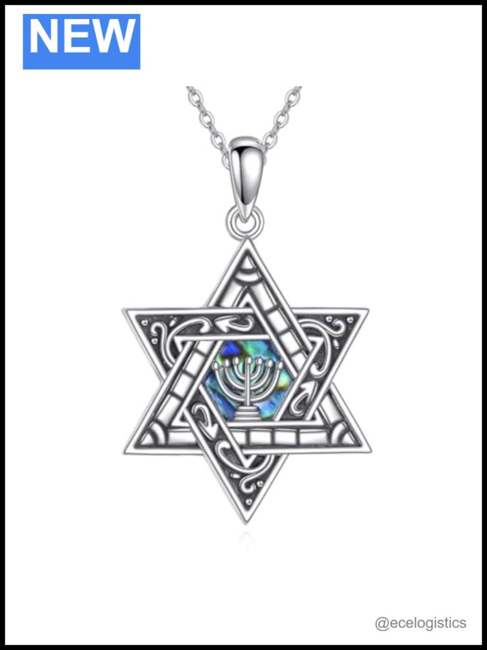 Star of David Pendant Necklace Sterling Silver